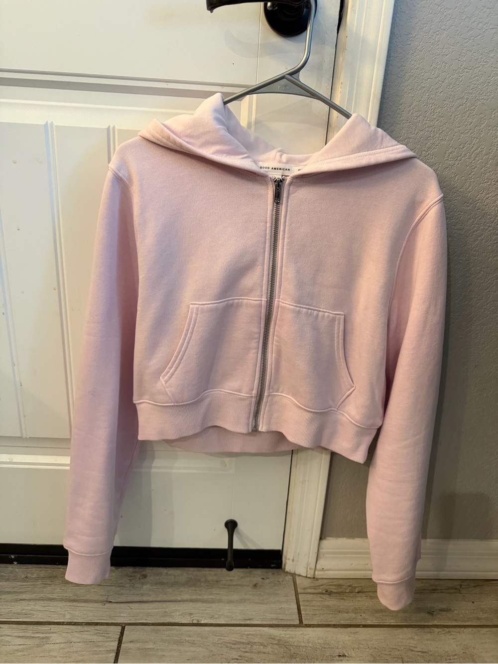 Cropped Light Pink Zip-Up Hoodie